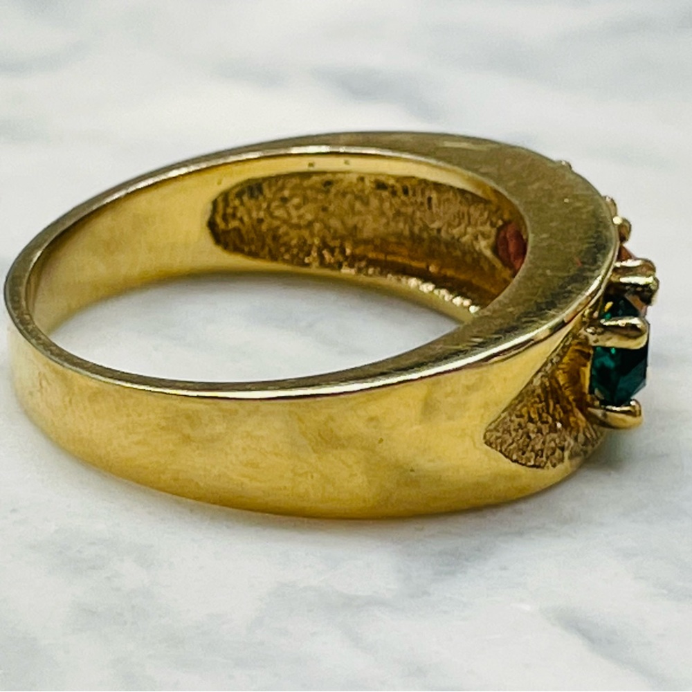 Vintage Gold Plated Birthstone mothers Band Ring Sz 6.25 Vintage Statement Y2K - Picture 5 of 12